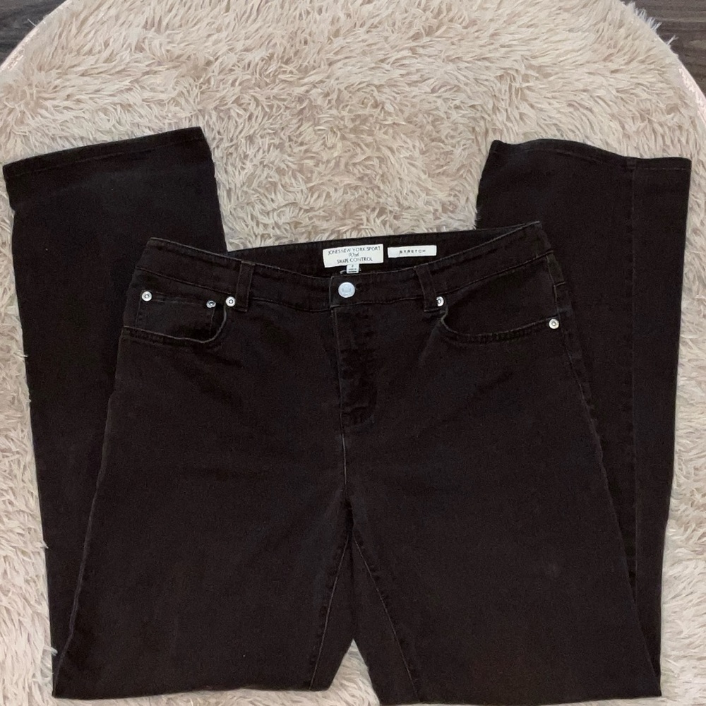 Jones New York Women's Classic Black Straight Leg Jeans